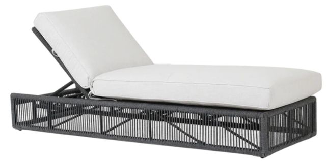 Sunset West Milano Charcoal Gray Aluminum/Olefin Rope Outdoor Chaise Lounge with Echo Ash Cushion-0