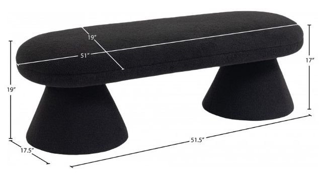 Meridian Furniture Drum Black Faux Shearling Teddy Fabric Upholstered Bench-3