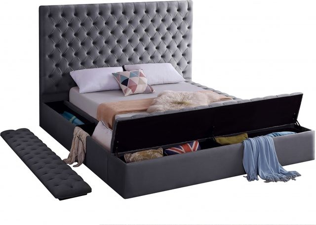 Meridian Furniture Bliss Grey Velvet Full Bed-3
