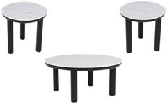 Signature Design by Ashley® Xandrum 3-Piece White Occasional Table with Black Base Set