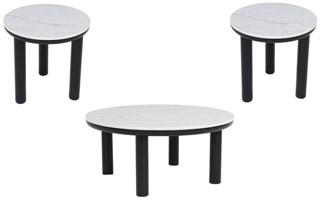 Signature Design by Ashley® Xandrum 3-Piece White Occasional Table with Black Base Set-0
