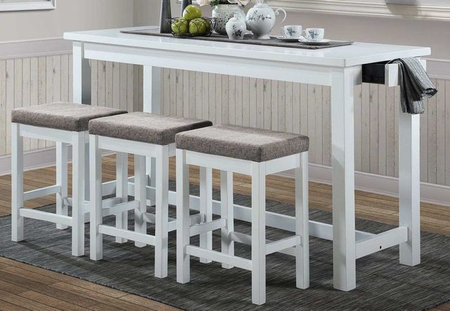 Mazin Furniture Connected 4-Piece White Counter Height Dining Set-0