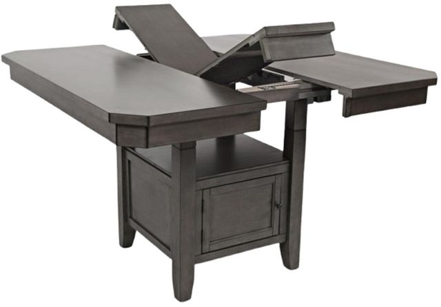 Jofran Inc. Manchester 7-Piece Gray/Warm Wood Square Counter Dining Set-3