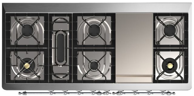 Ilve® Majestic III 60" White Pro Style Dual Fuel Natural Gas Range with Triple Glass Door and Chrome Trim-3