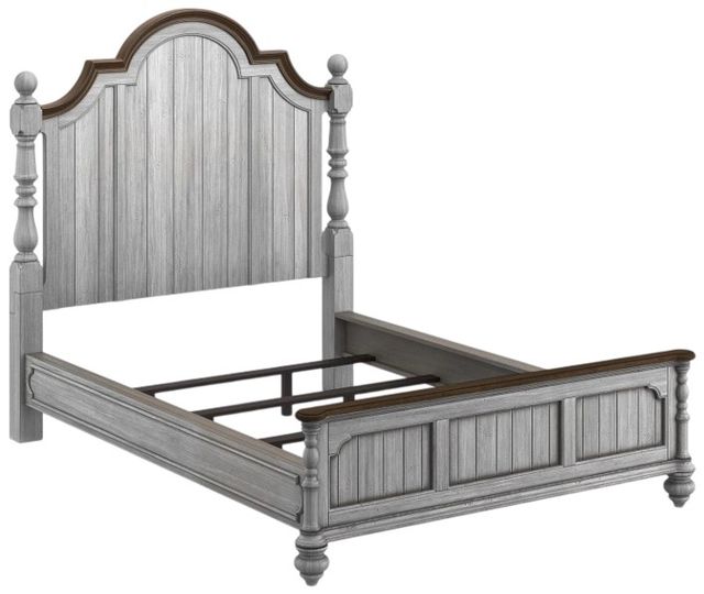 Flexsteel® Plymouth® Distressed Graywash Queen Panel Bed-1