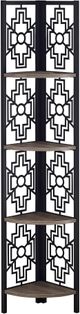 Monarch Specialties Inc. Dark Taupe 62" Black Metal Corner Etagere Bookcase-1