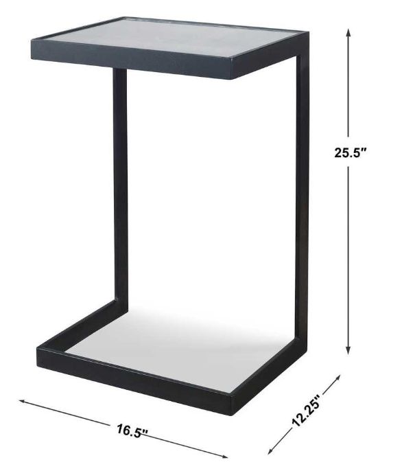Uttermost® Windell Aged Black End Table with Mirrored Top-2