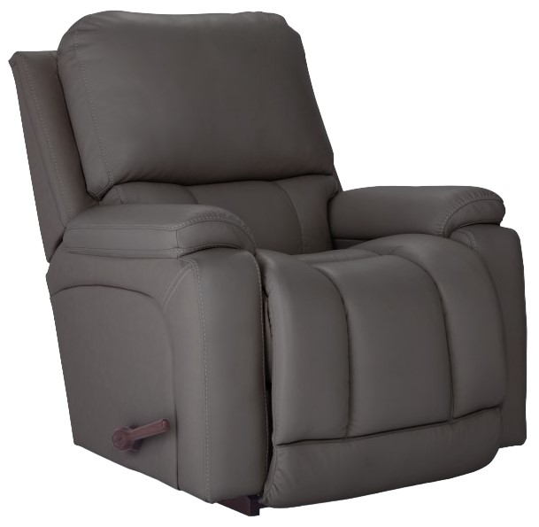 La Z Boy Greyson Blue Grey Leather Manual Rocking Recliner Colemans BrandSource Home Furnishings