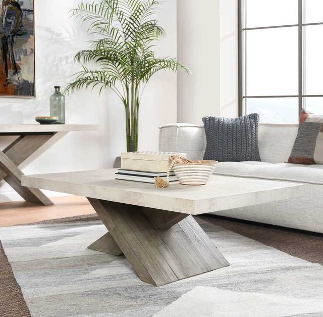 Classic Home Durant Antique White Coffee Table with Distressed Gray Base-1