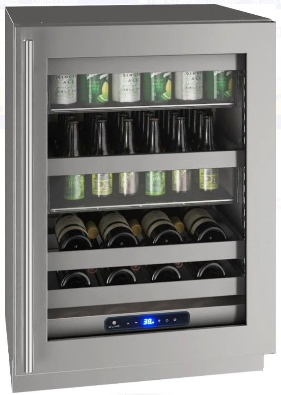U-Line® 5 Class 24" Stainless Steel Beverage Center with LED Lighting-1