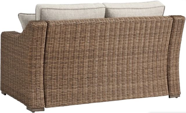 Signature Design by Ashley® Beachcroft Beige/Brown Aluminum/Resin Outdoor Loveseat with Cushion-3