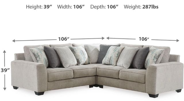 Benchcraft® Ardsley 3-Piece Pewter L-Shape Sectional Sofa-1