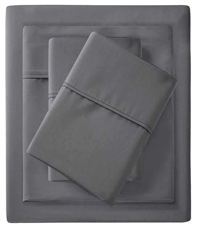 Olliix by Clean Spaces Allergen Barrier Charcoal King 300 Thread Count Cotton Sheet Set-0