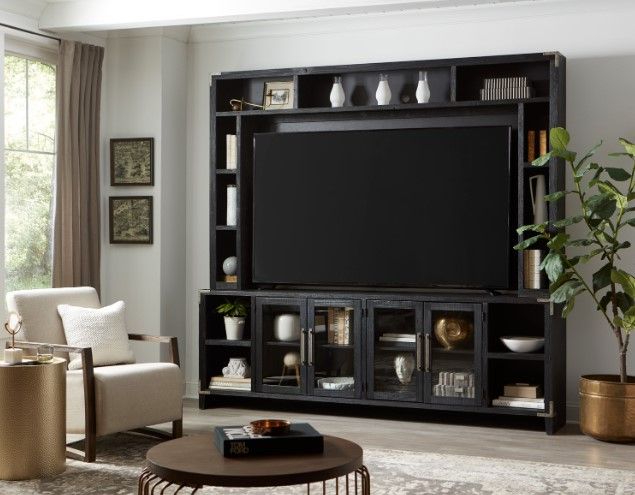 aspenhome® Quincy Vintage Black 97" Console and Hutch-1