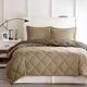 Olliix by Madison Park Essentials Larkspur Brown and Sand Twin/Twin XL 3M Scotchgard Reversible Down Alternative Comforter Set-1