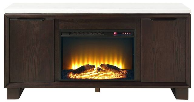 ACME Furniture Edwyn Rustic Espresso/Natural Marble Server with Fireplace-0