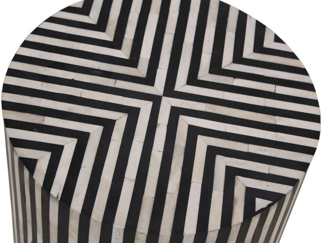 Moe's Home Collection Chameau Black/White Striped Cylindrical Side Table-1