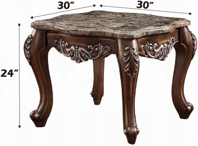ACME Furniture Latisha Brown Top End Table with Antique Oak Base-2