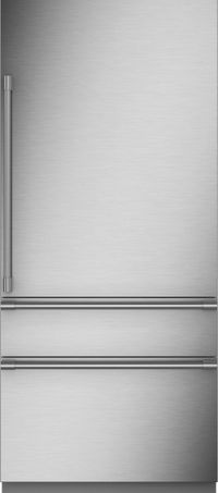 Front view of the Monogram® 36 in. 20.2 Cu. Ft. Panel Ready Counter Depth Bottom Freezer Refrigerator