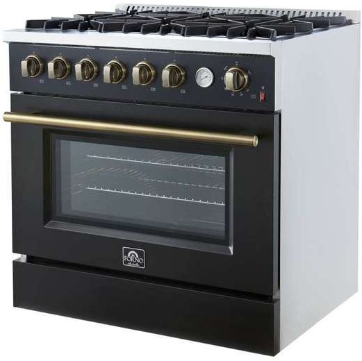 FORNO® Marco Series Alta Qualita 36" Black Pro Style Gas Range-2