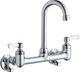 Elkay Chrome Scrub/Handwash 8" Centerset Wall Mount Faucet with 4" Gooseneck Spout and Lever Handles-0