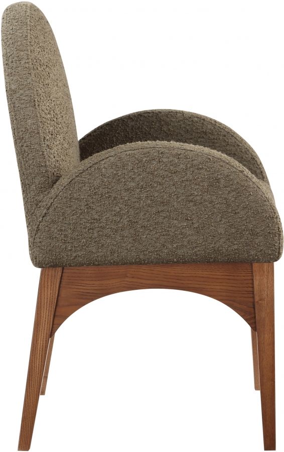 Meridian Furniture Waldorf Olive/Brown Boucle Upholstered Dining Arm Chair-2