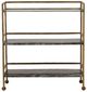Dovetail Furniture Loxley Antique Brass/Green Bar Cart-1