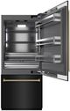 ZLINE Autograph Edition 36" 19.8 Cu. Ft. Black Stainless Steel Built In Bottom Freezer Refrigerator with Graphite Gray Interior and Polished Gold Helix Handles and Water Dispenser-1