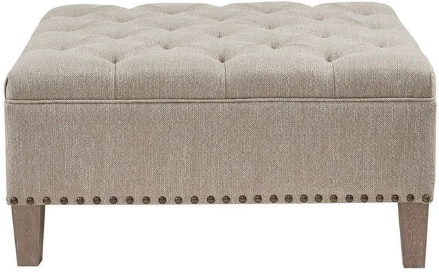 Olliix by Madison Park Taupe Lindsey Tufted Square Cocktail Ottoman-0