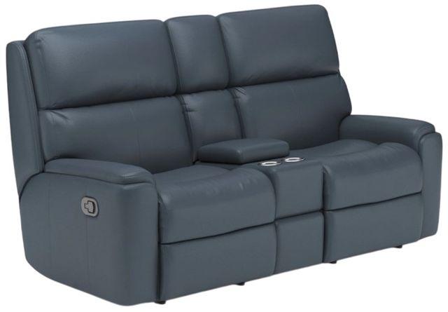 Flexsteel® Rio Blue Reclining Loveseat with Console-0