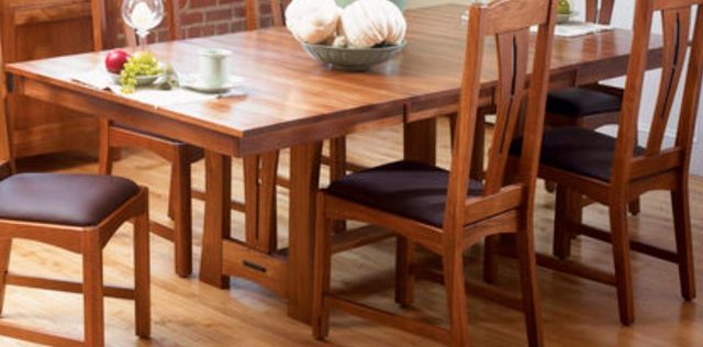 A-America® Cattail Bungalow Amber Trestle Dining Table-0