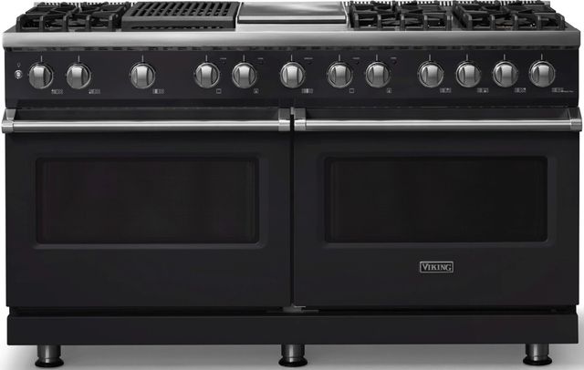 Viking® 5 Series 60" Onyx Pro Style Dual Fuel (NG) Range with Polished Chrome Trim-0