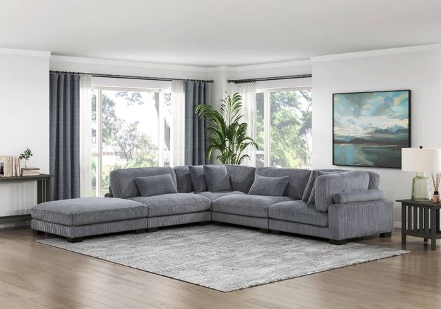 Homelegance® Traverse 2-Piece Plush Gray Modular Sectional with Ottoman-1