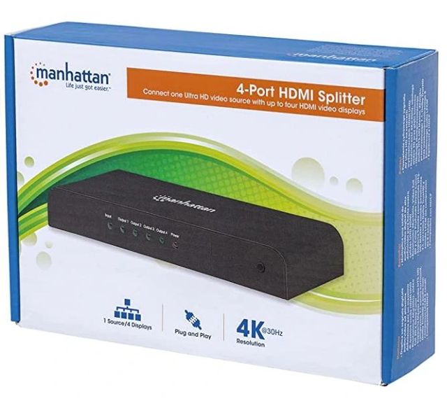 Manhattan 4K 4-Port HDMI Splitter-1