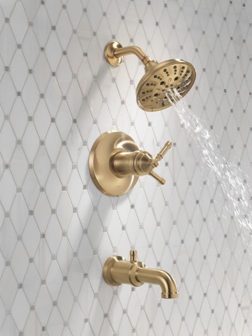 Delta Broderick® 17T Series Lumicoat® Champagne Bronze Tub Shower Trim-4
