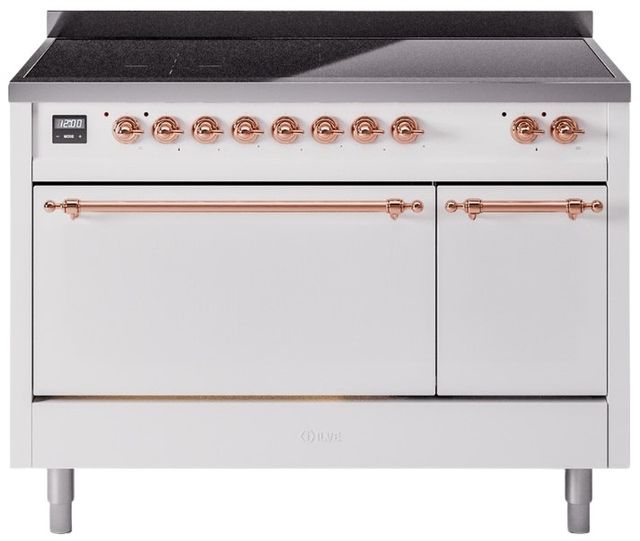 Ilve® Nostalgie II Series 48" White Pro Style Induction Range with Cooper Trim-0