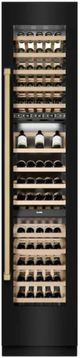 ZLINE Autograph Edition 18 in. 9 Cu. Ft. Triple Zone 68 Bottle Right Hinge Column Wine Cooler in Black Stainless Steel with Champagne Bronze Accents-2