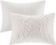 Olliix by Madison Park 3 Piece White Full/Queen Bahari Tufted Cotton Chenille Palm Duvet Cover Set-1