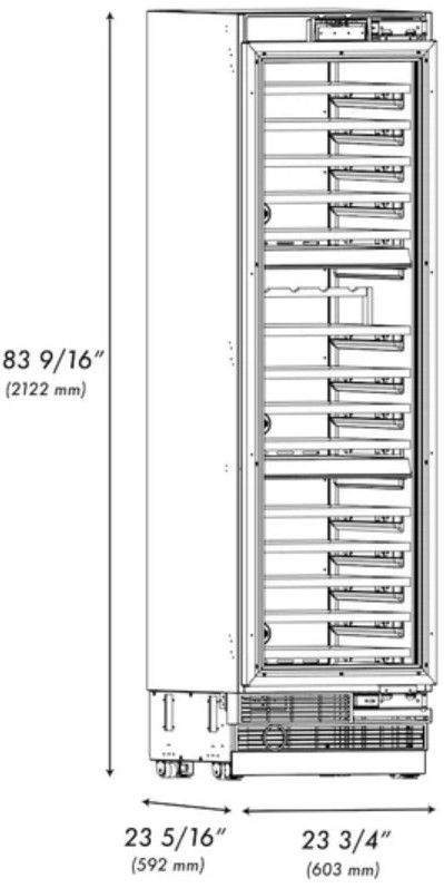 ZLINE Autograph Edition 24" 12.4 Cu. Ft. Triple Zone 100 Bottle Column Wine Cooler in Stainless Steel and Polished Gold Accents-2