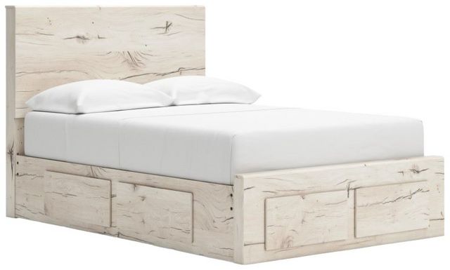 Lawroy Full Panel Bed with 6 Drawer Storage - Light Natural