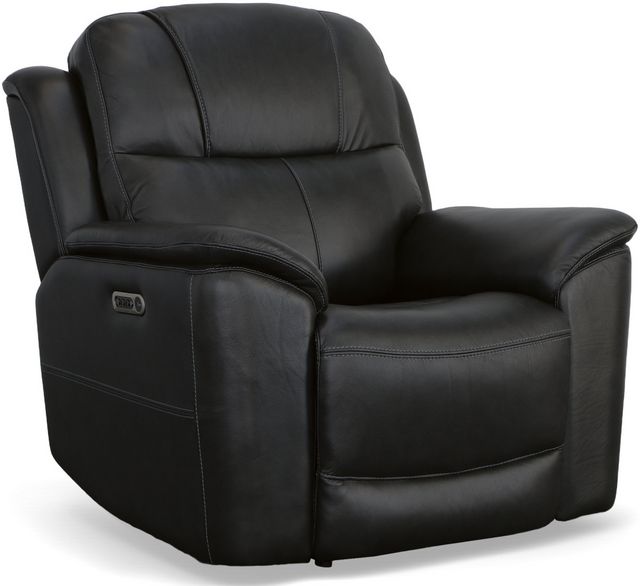 Flexsteel® Crew Raven Power Recliner with Power Headrest and Lumbar