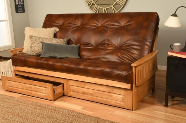 Kodiak Furniture Phoenix Oregon Trail Saddle/Butternut Queen Storage Futon with Mattress-1