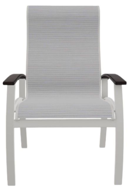 Telescope Casual Belle Isle Abalone/Snow Aluminum/Fabric Outdoor Sling Supreme Arm Chair with Chestnut Rustic Polymer Arm Accent-1