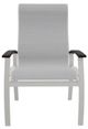 Telescope Casual Belle Isle Abalone/Snow Aluminum/Fabric Outdoor Sling Supreme Arm Chair with Chestnut Rustic Polymer Arm Accent-1
