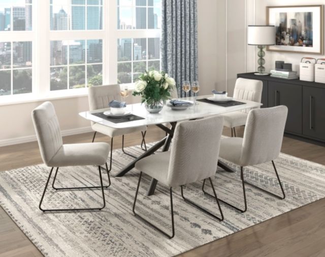 Homelegance® Benito White Dining Table with Black Base-1