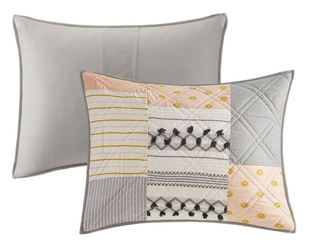 Olliix by Madison Park Ani Blush/Gray Full/Queen Three Piece Cotton Coverlet Set-3