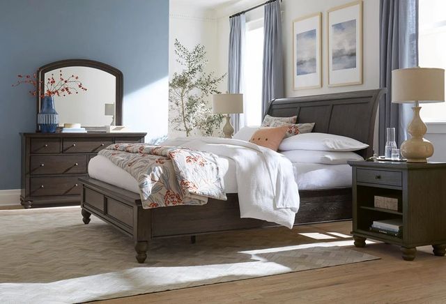 aspenhome® Cambridge Cracked Pepper Queen Sleigh Bed-1