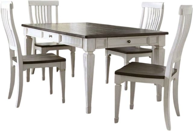 Liberty Furniture Allyson Park 5-Piece Charcoal/Wirebrushed White Rectangular Dining Table Set-0