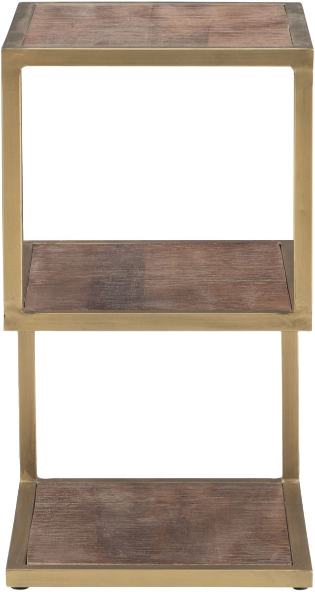 Powell® Erickson Brown Accent Table with Antique Gold Frame-3