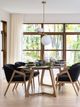 Canadel Customizable Modern Glass Top Dining Table with Pecan Washed MN Base -1